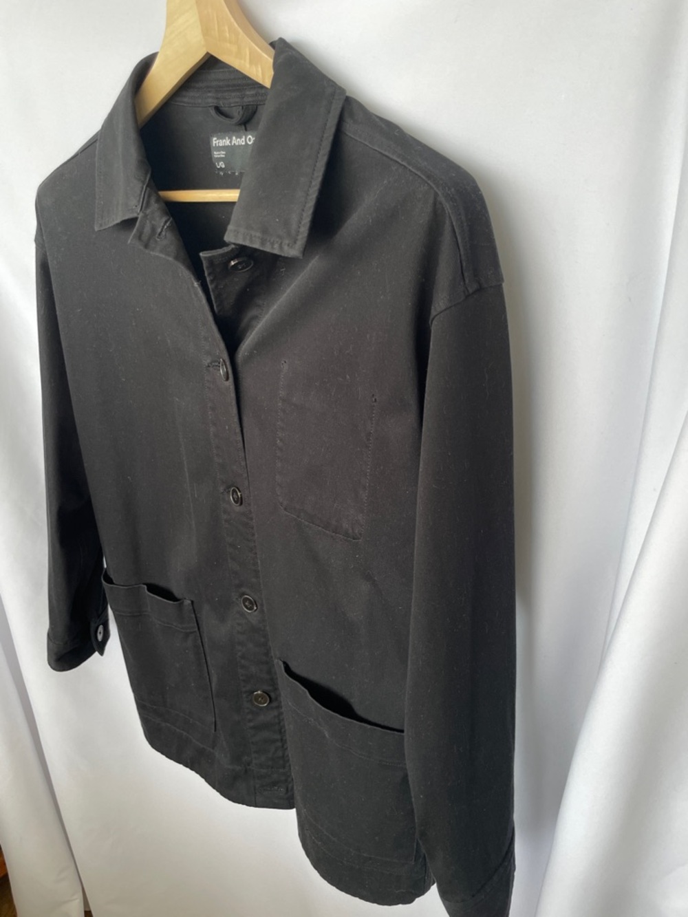 Frank And Oak Black Button-Up Jacket Size L